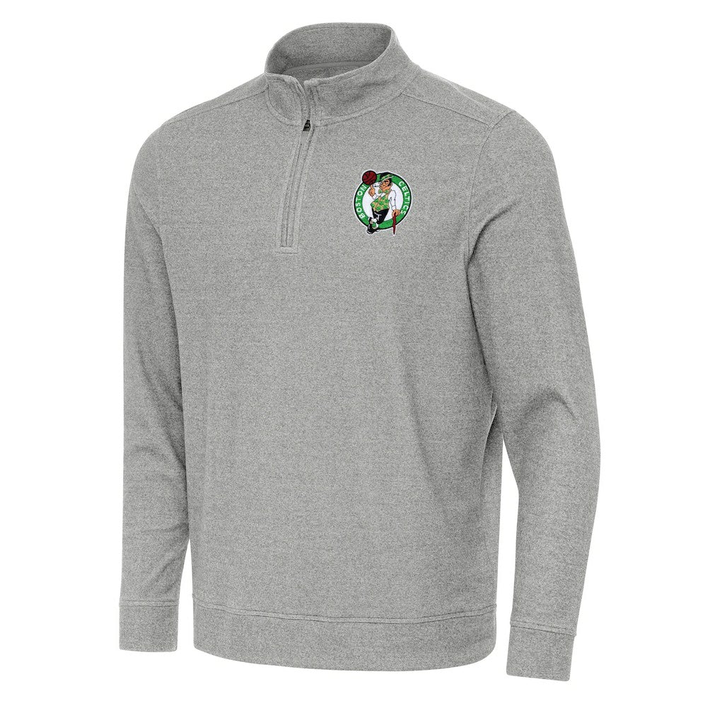 Boston Celtics Antigua Subtle Quarter-Zip Sweatshirt Heather Gray - NBA