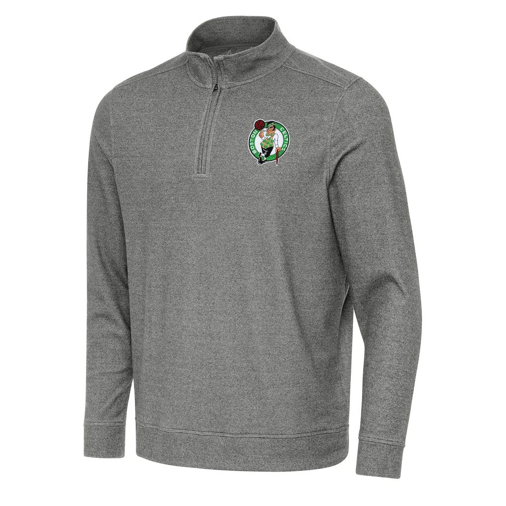 Boston Celtics Antigua Subtle Quarter-Zip Sweatshirt Heather Black - NBA