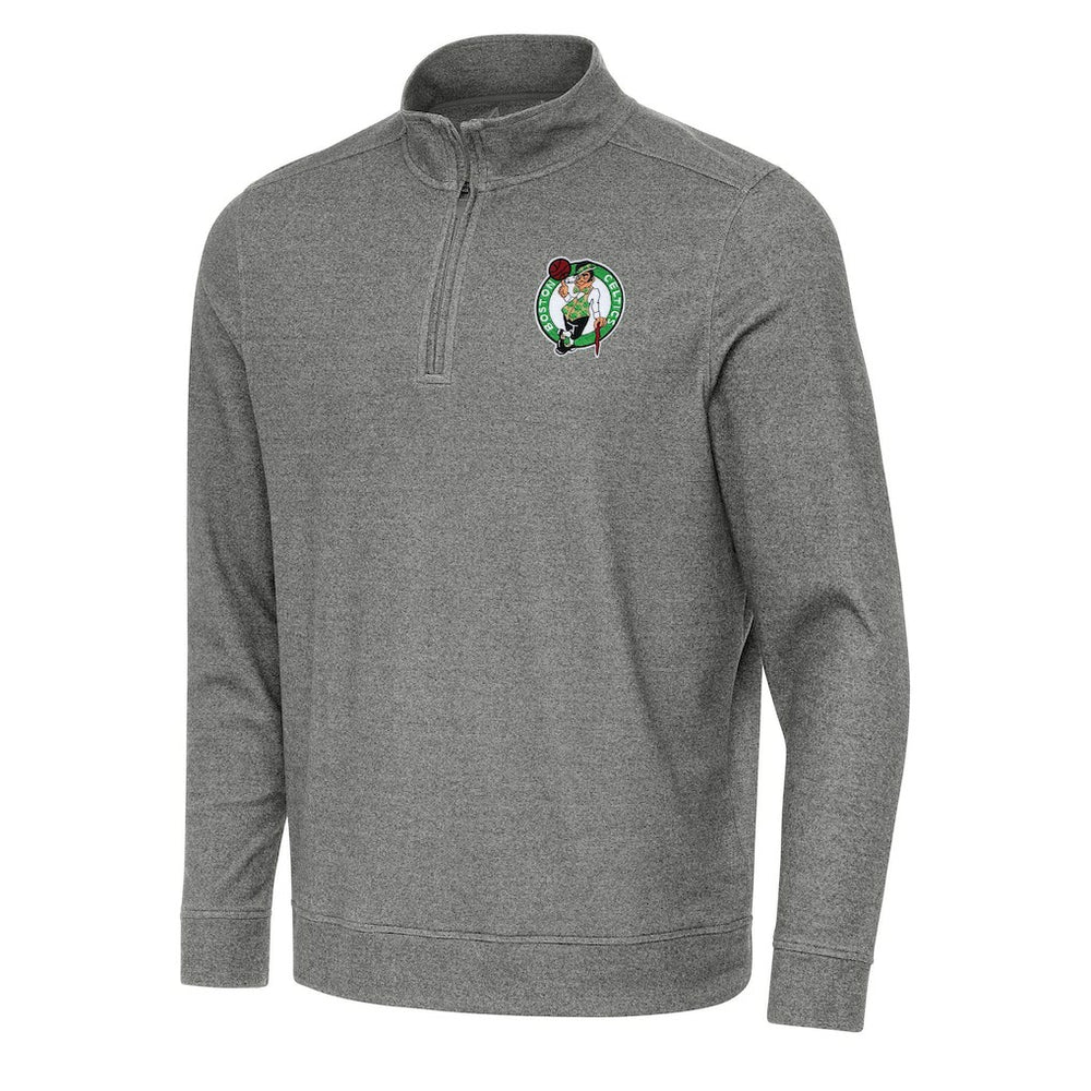 Boston Celtics Antigua Subtle Quarter-Zip Sweatshirt Heather Black - NBA