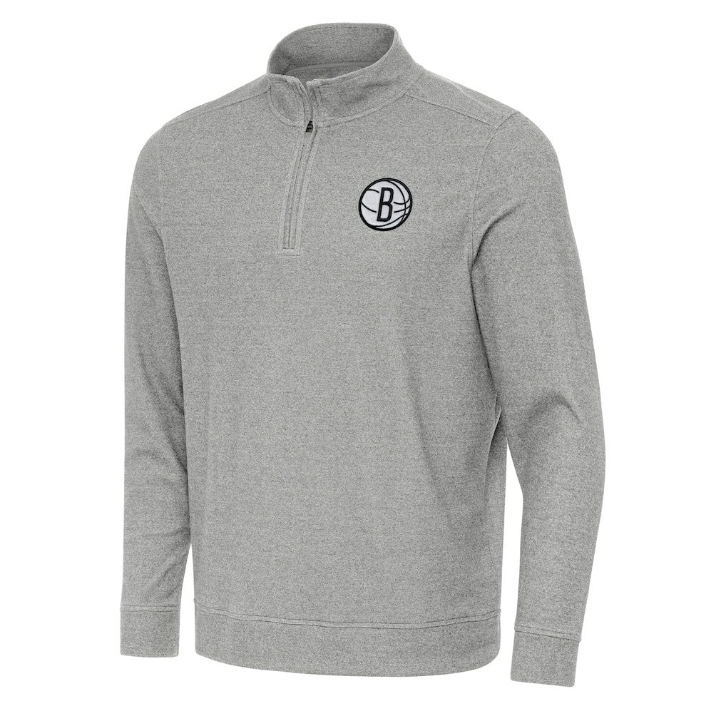 Brooklyn Nets Antigua Subtle Quarter-Zip Sweatshirt Heather Gray - NBA