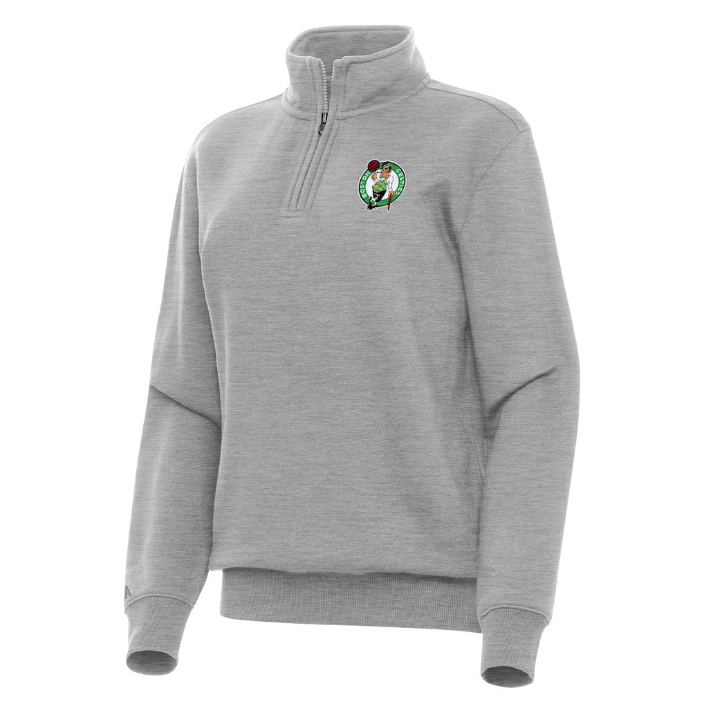 Boston Celtics Antigua Women's Victory Quarter-Zip Sweatshirt Heather Gray - NBA