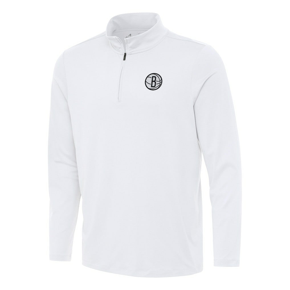 Brooklyn Nets Antigua Reprocess Quarter-Zip Top White - NBA