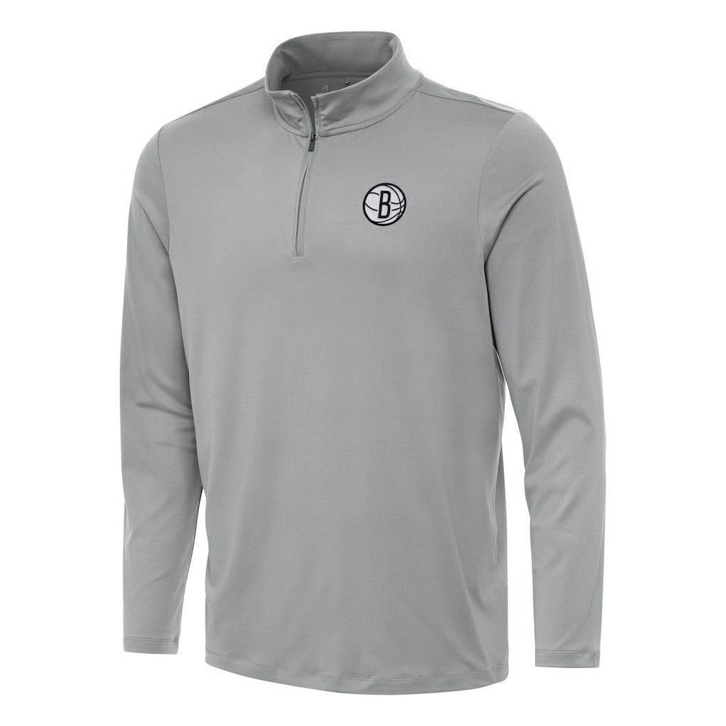 Brooklyn Nets Antigua Reprocess Quarter-Zip Top Gray - NBA