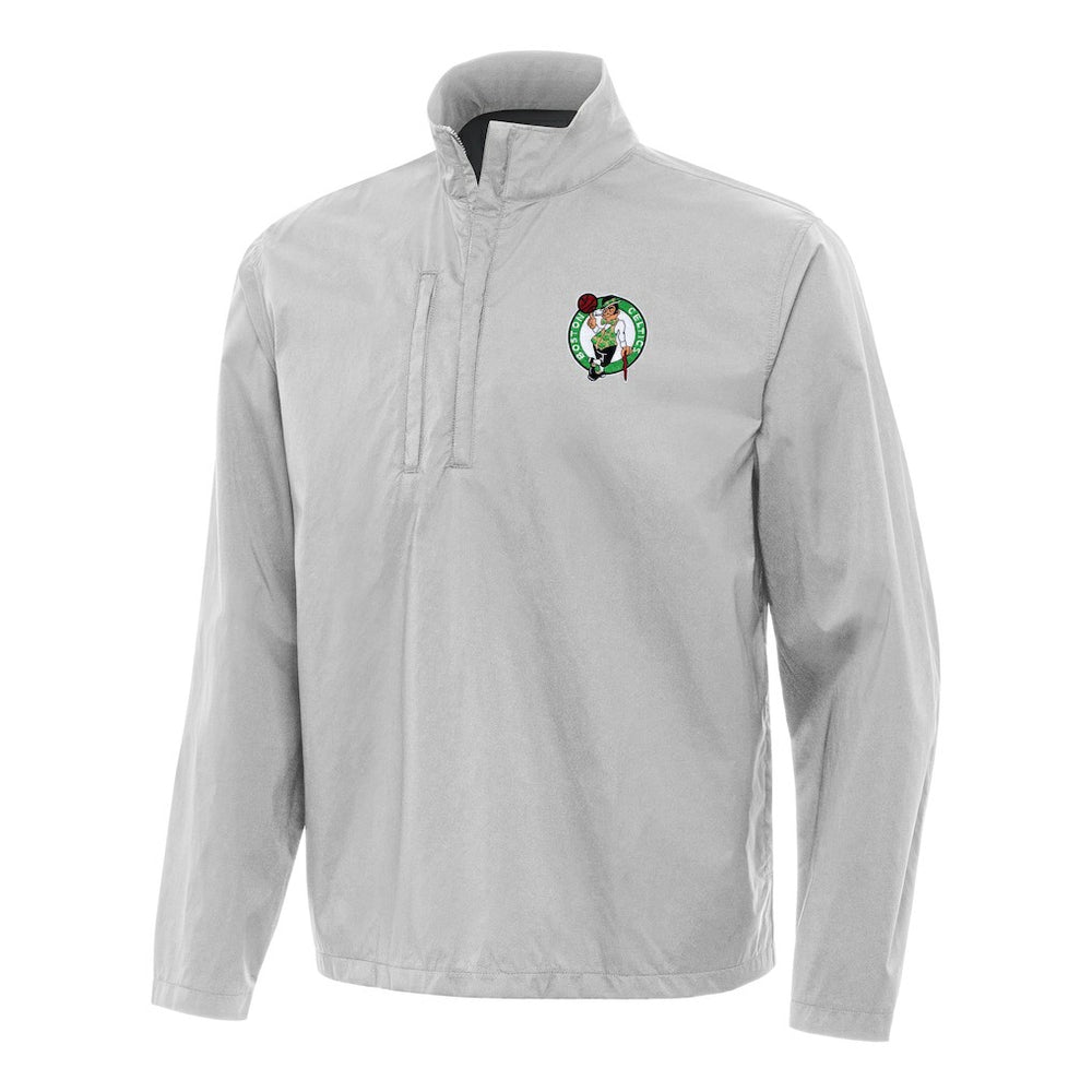 Boston Celtics Antigua Brisk Quarter-Zip Windbreaker Heather Gray - NBA