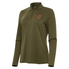 Cleveland Cavaliers Antigua Women's Reprocess Quarter-Zip Top Olive - NBA