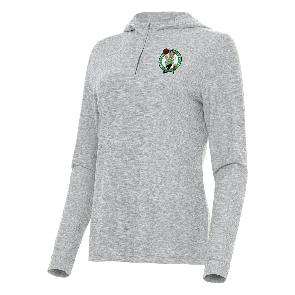 Boston Celtics Antigua Women's Daybreak Quarter-Zip Hoodie Heather Gray - NBA