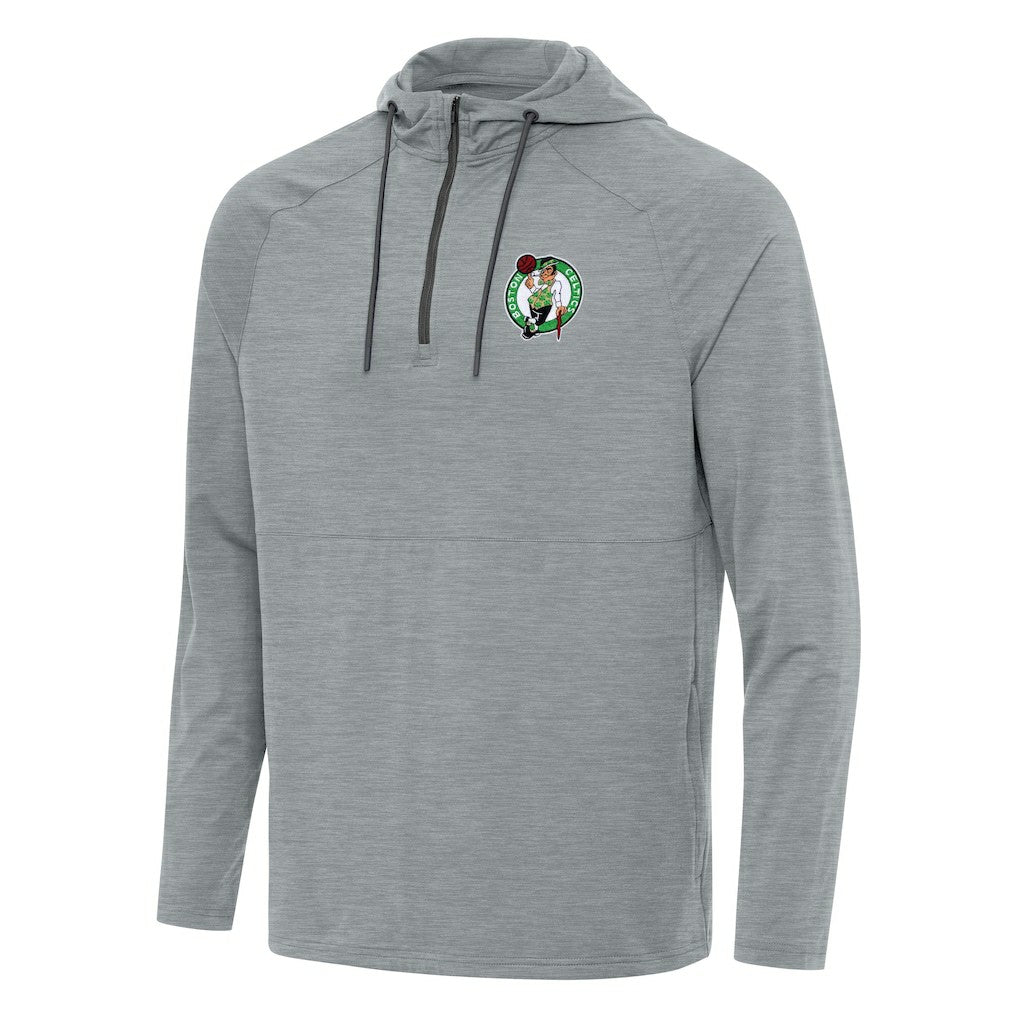 Boston Celtics Antigua Spikes Raglan Quarter-Zip Hoodie Heather Gray - NBA