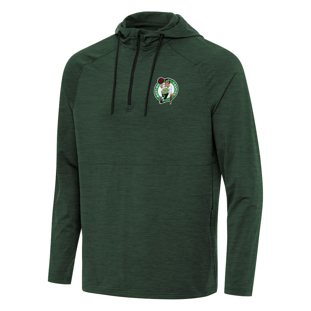 Boston Celtics Antigua Spikes Raglan Quarter-Zip Hoodie Heather Green - NBA
