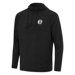 Brooklyn Nets Antigua Spikes Raglan Quarter-Zip Hoodie Heather Black - NBA