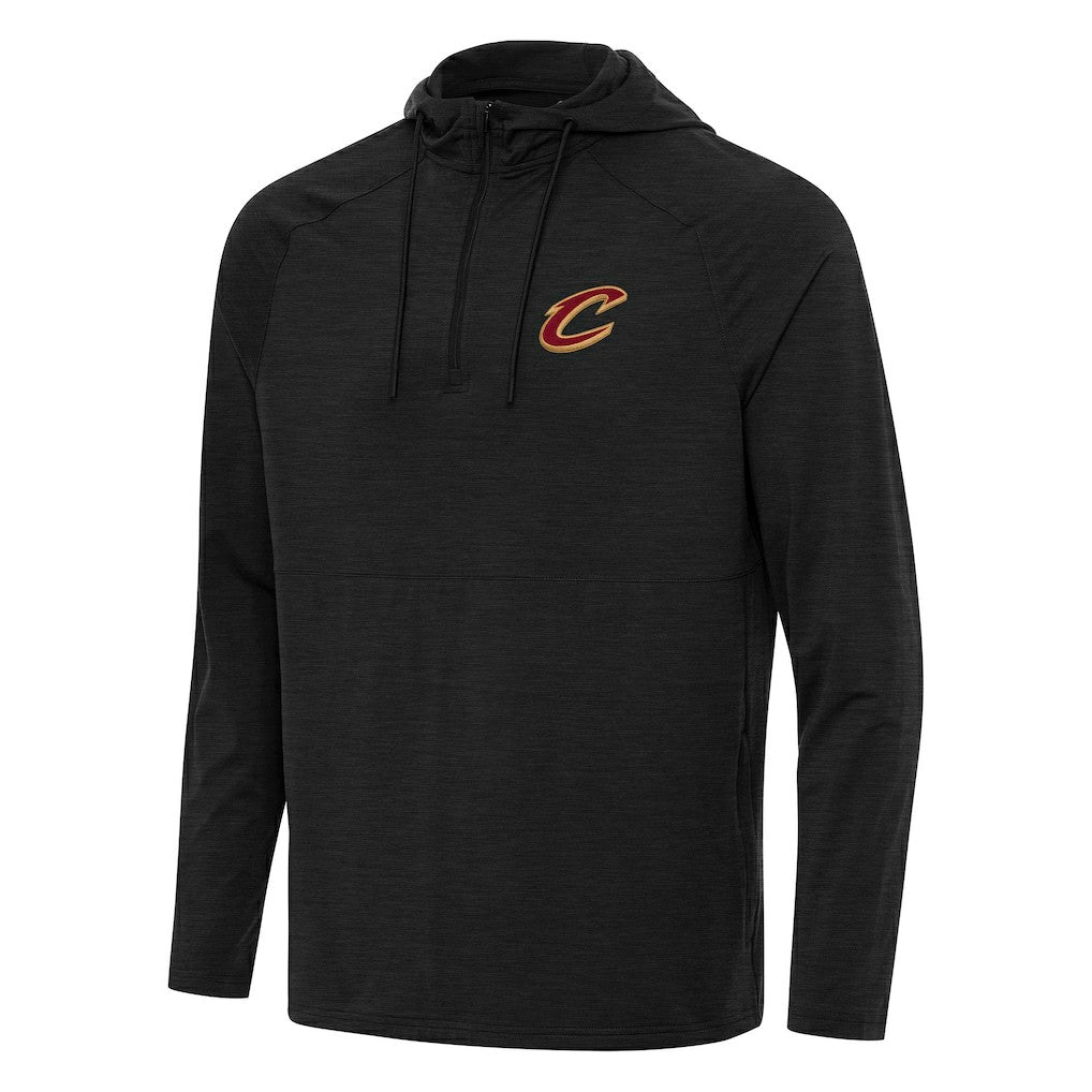 Cleveland Cavaliers Antigua Spikes Raglan Quarter-Zip Hoodie Heather Black - NBA
