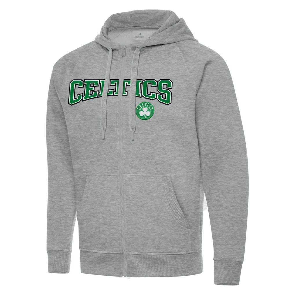 Boston Celtics Antigua Big & Tall Victory Full-Zip Hoodie Jacket Heather Gray - NBA