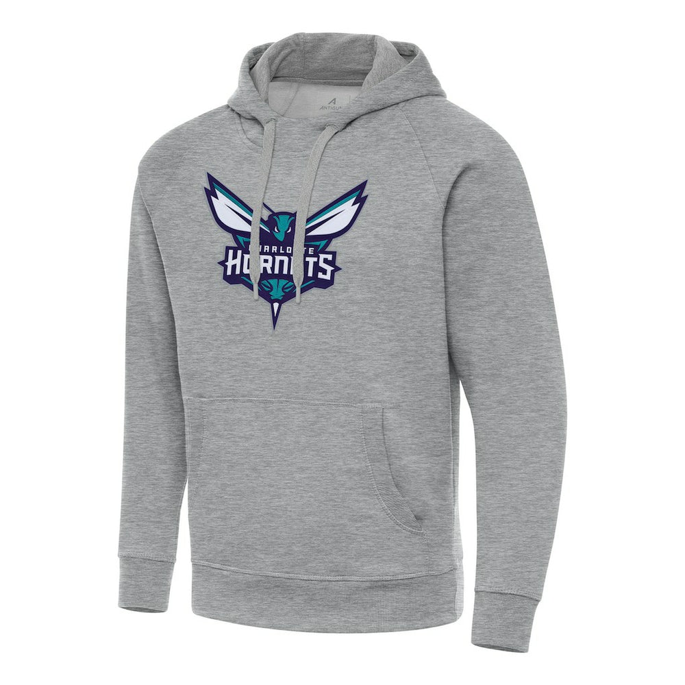 Charlotte Hornets Antigua Big & Tall Victory Raglan Pullover Hoodie Heather Gray - NBA