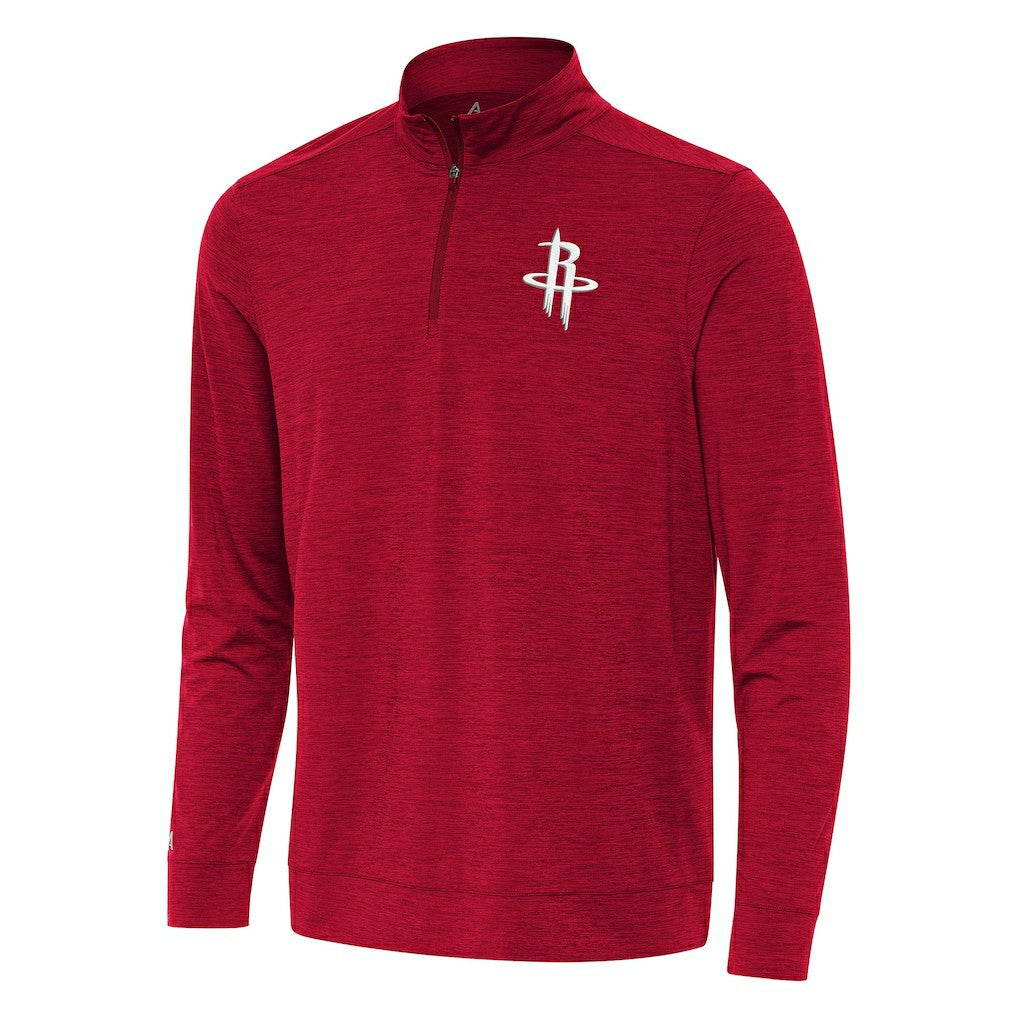 Houston Rockets Antigua Bright Quarter-Zip Top Heather Red - NBA