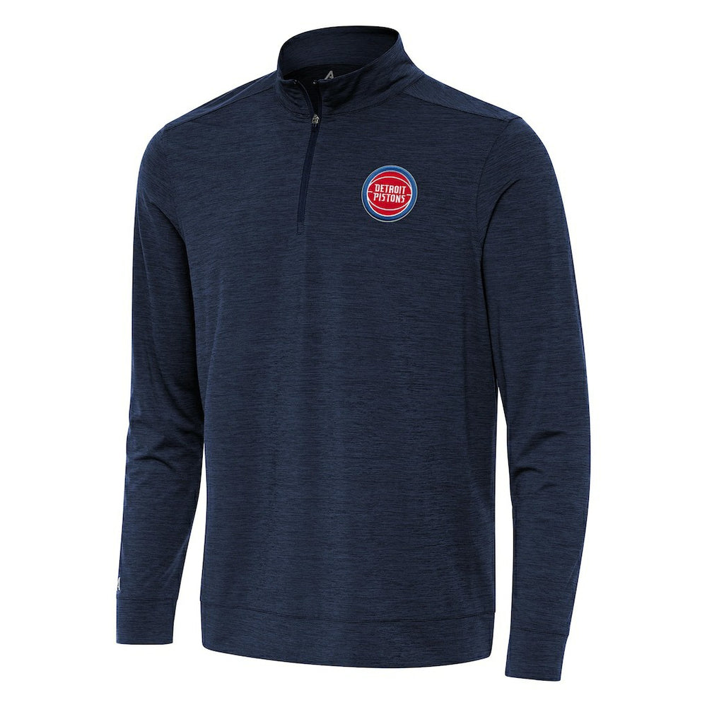 Detroit Pistons Antigua Bright Quarter-Zip Top Heather Navy - NBA