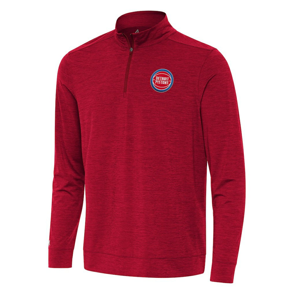 Detroit Pistons Antigua Bright Quarter-Zip Top Heather Red - NBA