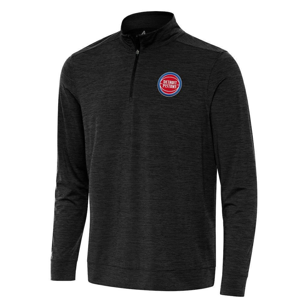 Detroit Pistons Antigua Bright Quarter-Zip Top Heather Black - NBA