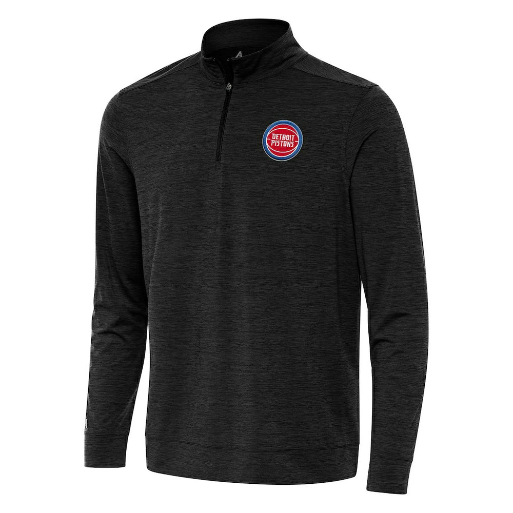 Detroit Pistons Antigua Bright Quarter-Zip Top Heather Black - NBA