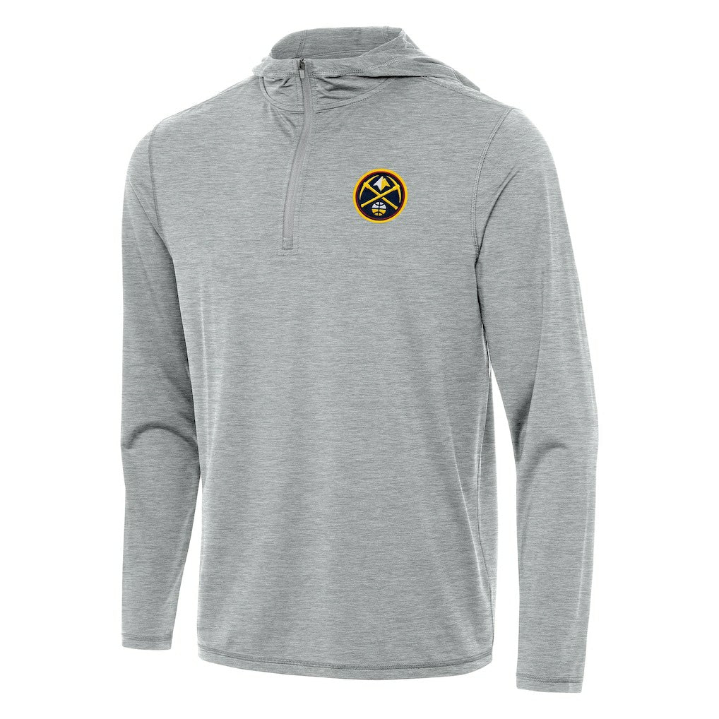 Denver Nuggets Antigua Tidy Quarter-Zip Hoodie Heather Gray - NBA