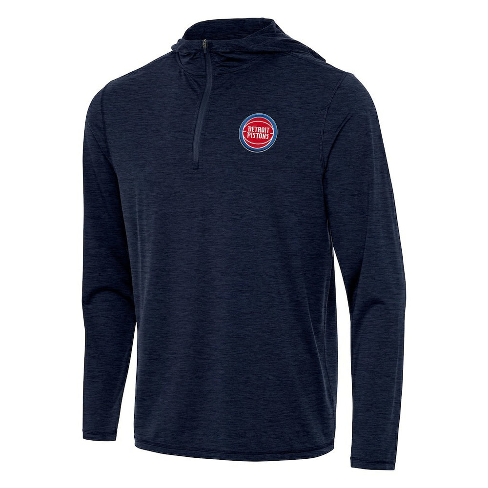 Detroit Pistons Antigua Tidy Quarter-Zip Hoodie Heather Navy - NBA