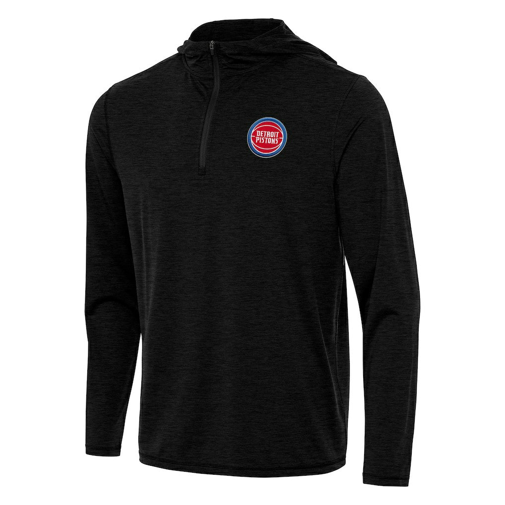 Detroit Pistons Antigua Tidy Quarter-Zip Hoodie Heather Black - NBA