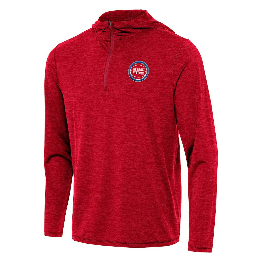 Detroit Pistons Antigua Tidy Quarter-Zip Hoodie Heather Red - NBA