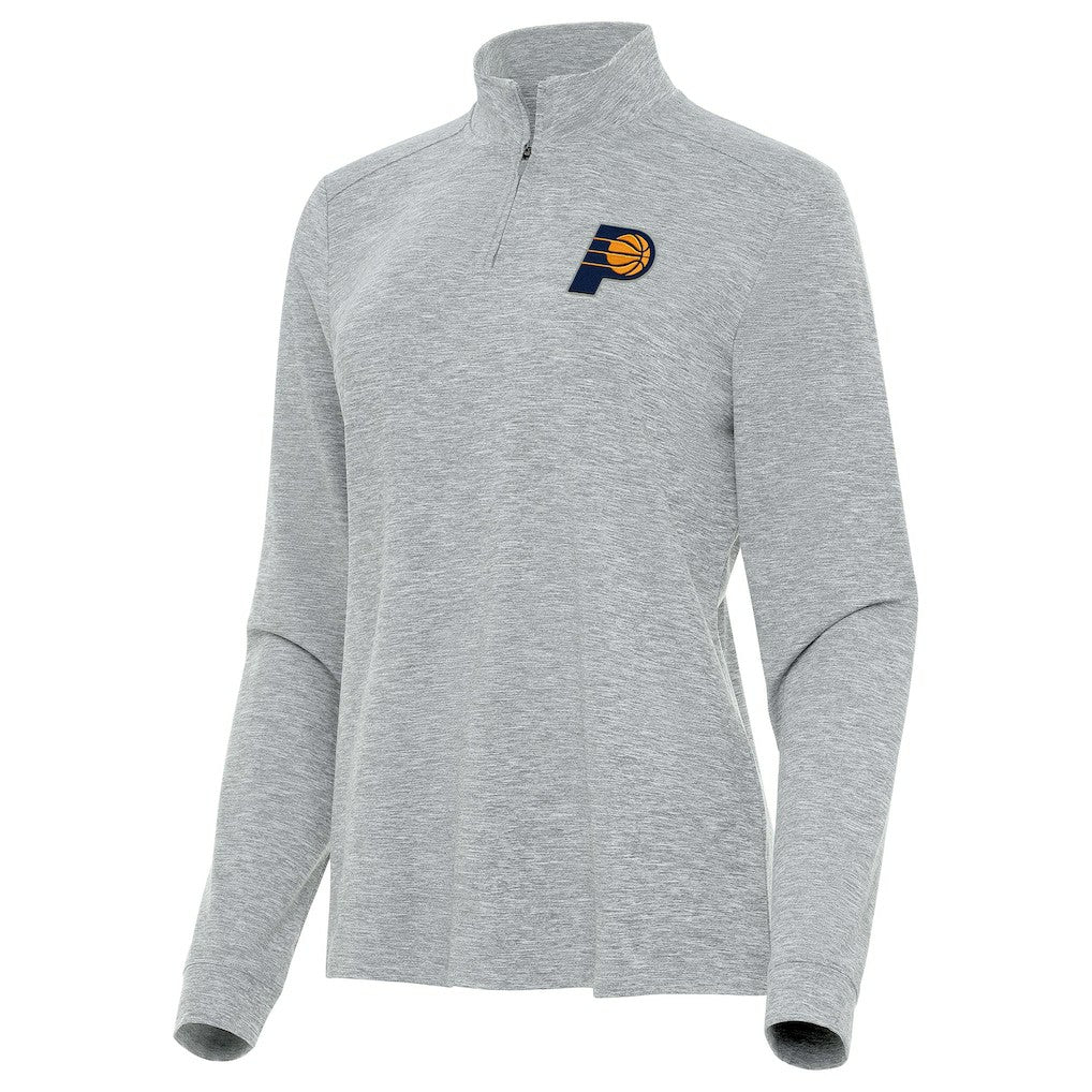 Indiana Pacers Antigua Women's Mentor Quarter-Zip Mock Long Sleeve Top Heather Gray - NBA