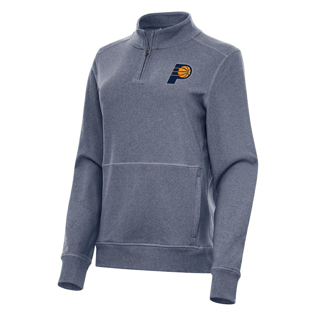 Indiana Pacers Antigua Women's Crush Quarter-Zip Fleece Sweatshirt Heather Navy - NBA