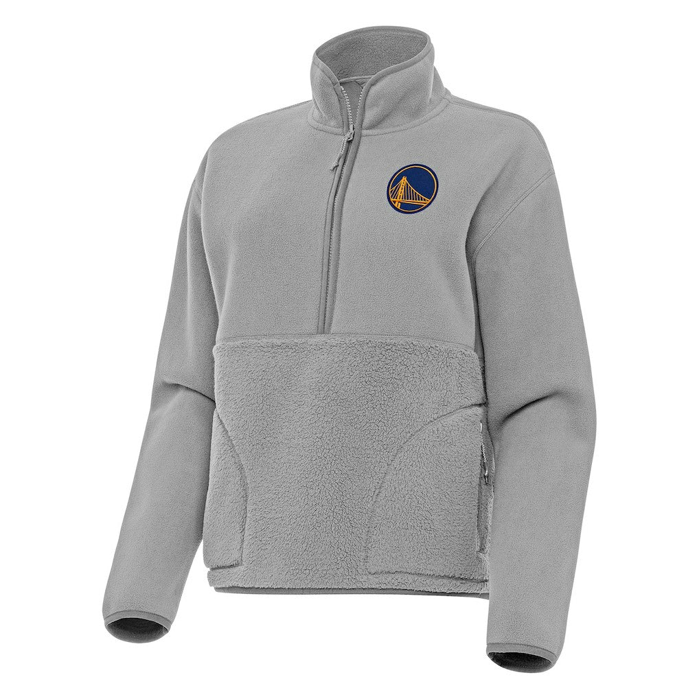 Golden State Warriors Antigua Women's Figure Half-Zip Pullover Sweatshirt Gray - NBA