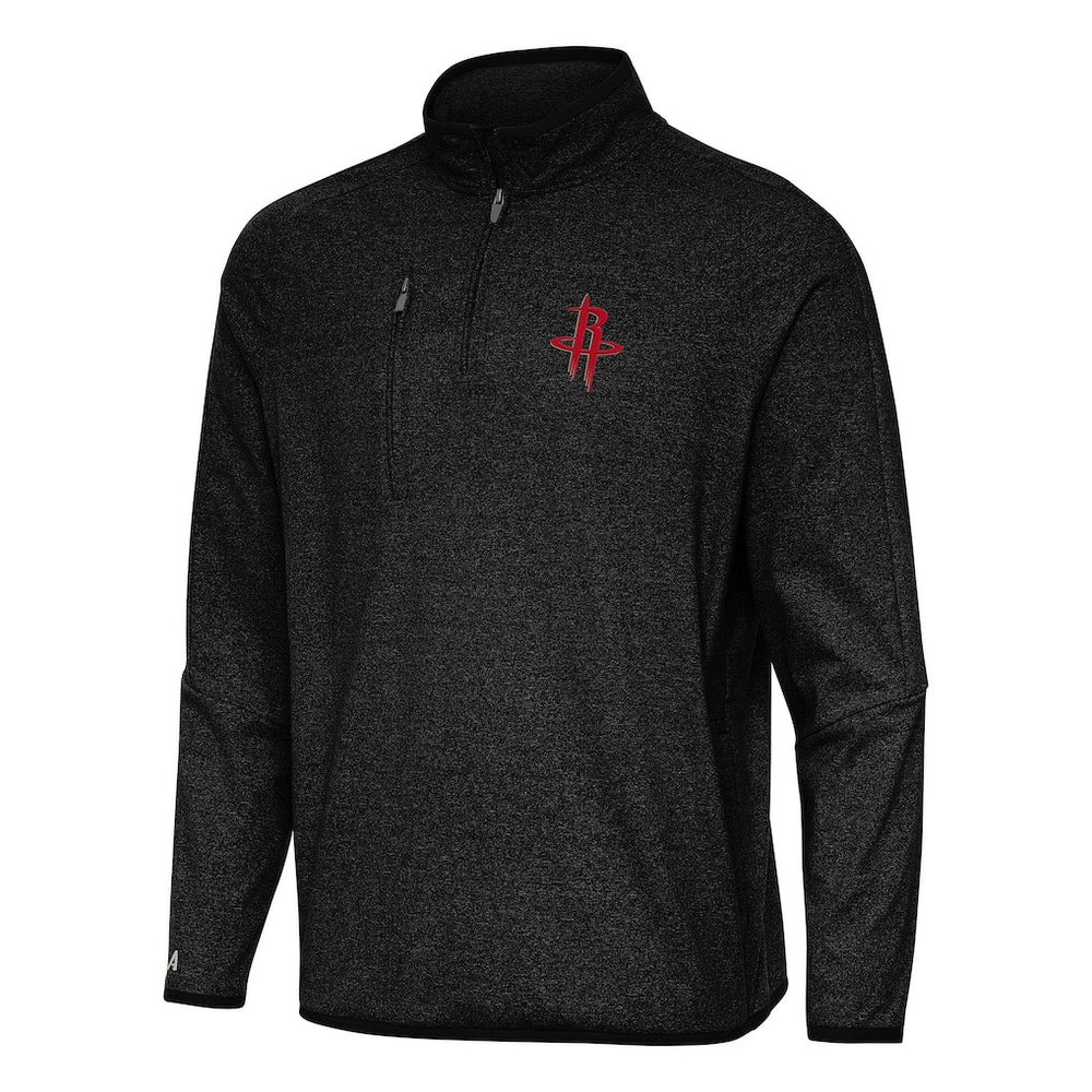 Houston Rockets Antigua Certain Quarter-Zip Tri-Blend Sweatshirt Heather Black - NBA