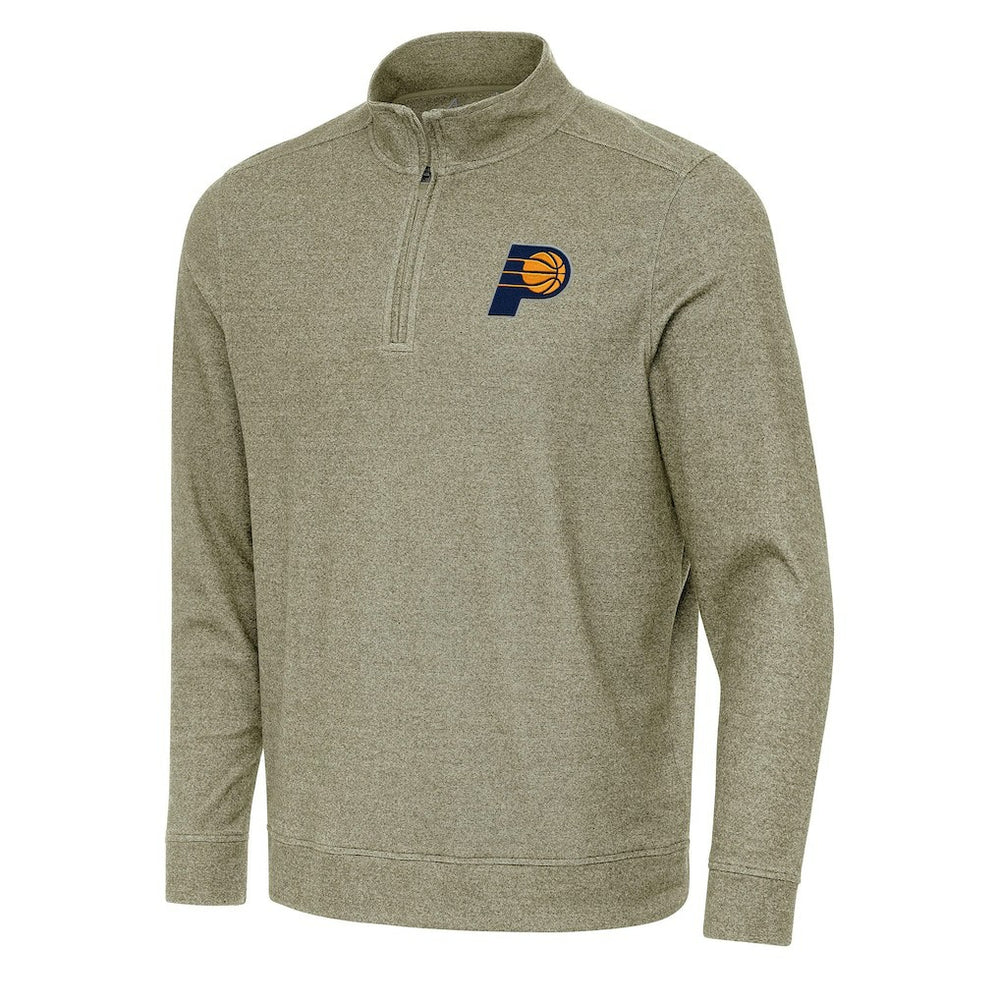 Indiana Pacers Antigua Subtle Quarter-Zip Sweatshirt Olive - NBA