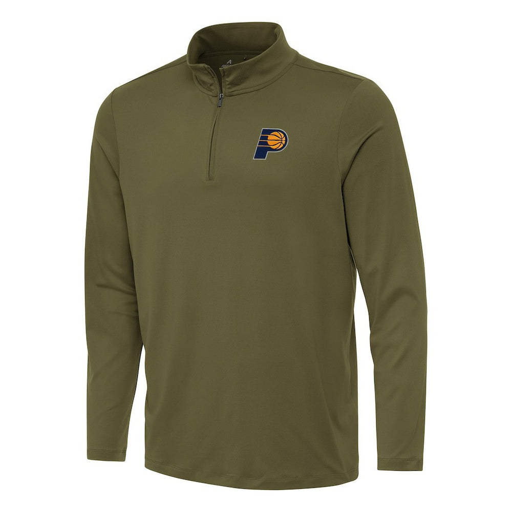 Indiana Pacers Antigua Reprocess Quarter-Zip Top Olive - NBA
