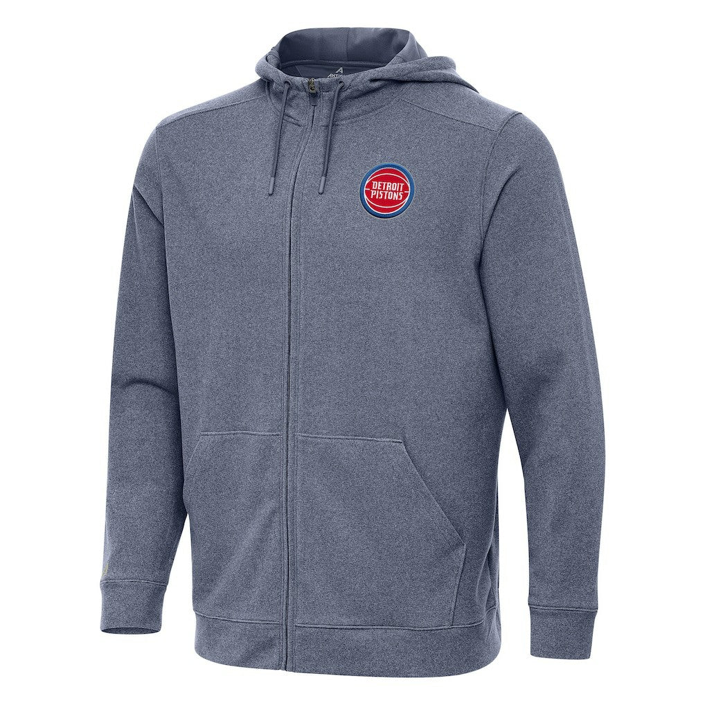 Detroit Pistons Antigua Effortless Full-Zip Hoodie Jacket Heather Navy - NBA