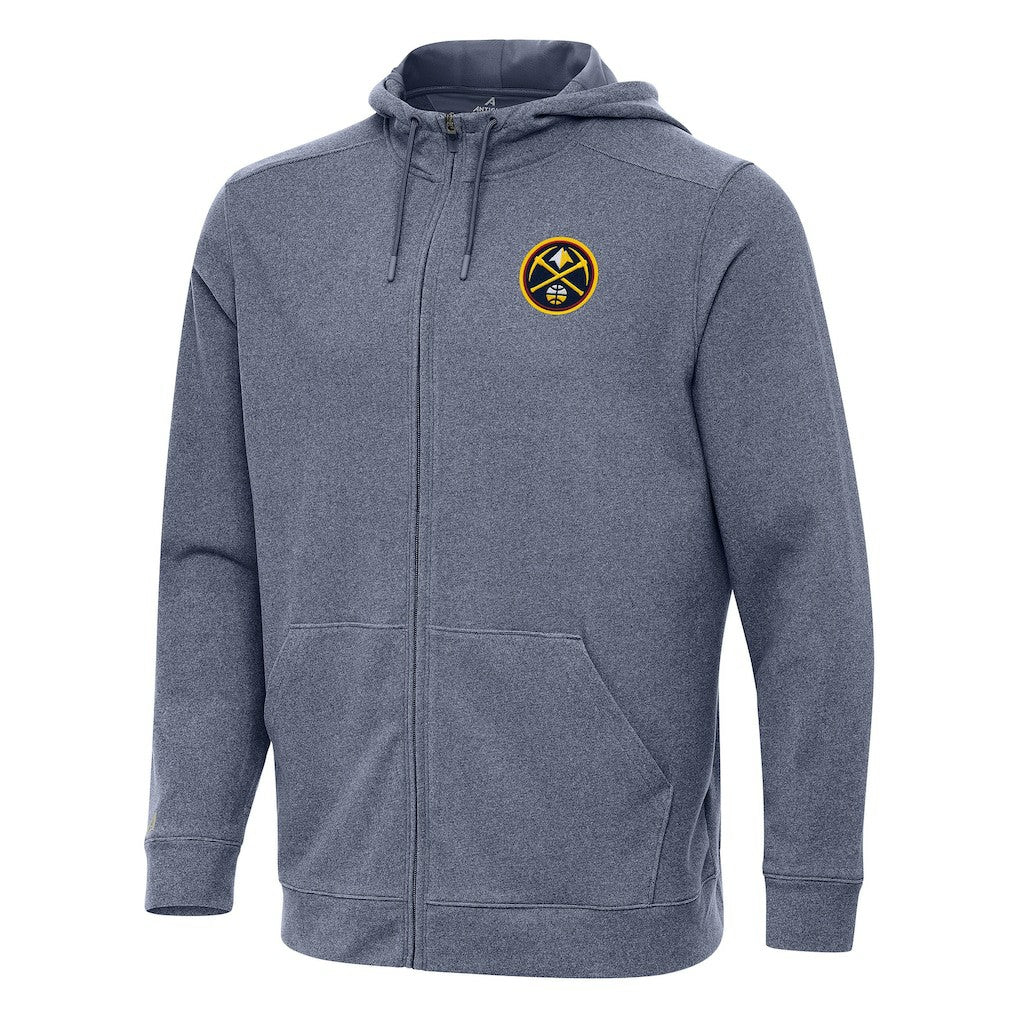 Denver Nuggets Antigua Effortless Full-Zip Hoodie Jacket Heather Navy - NBA