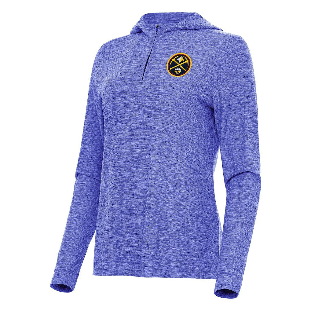 Denver Nuggets Antigua Women's Daybreak Quarter-Zip Hoodie Heather Blue - NBA