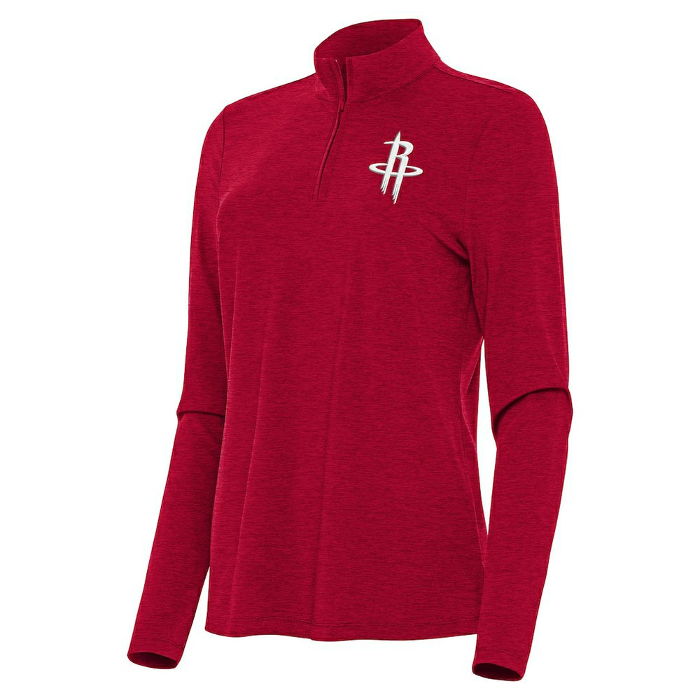 Houston Rockets Antigua Women's Bright Quarter-Zip Top Heather Red - NBA
