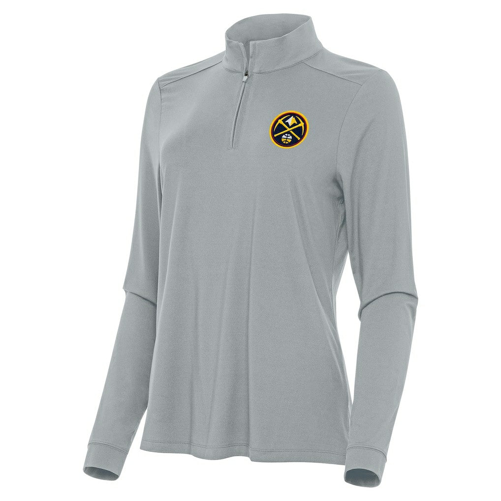 Denver Nuggets Antigua Women's Intent Quarter-Zip Top Gray - NBA