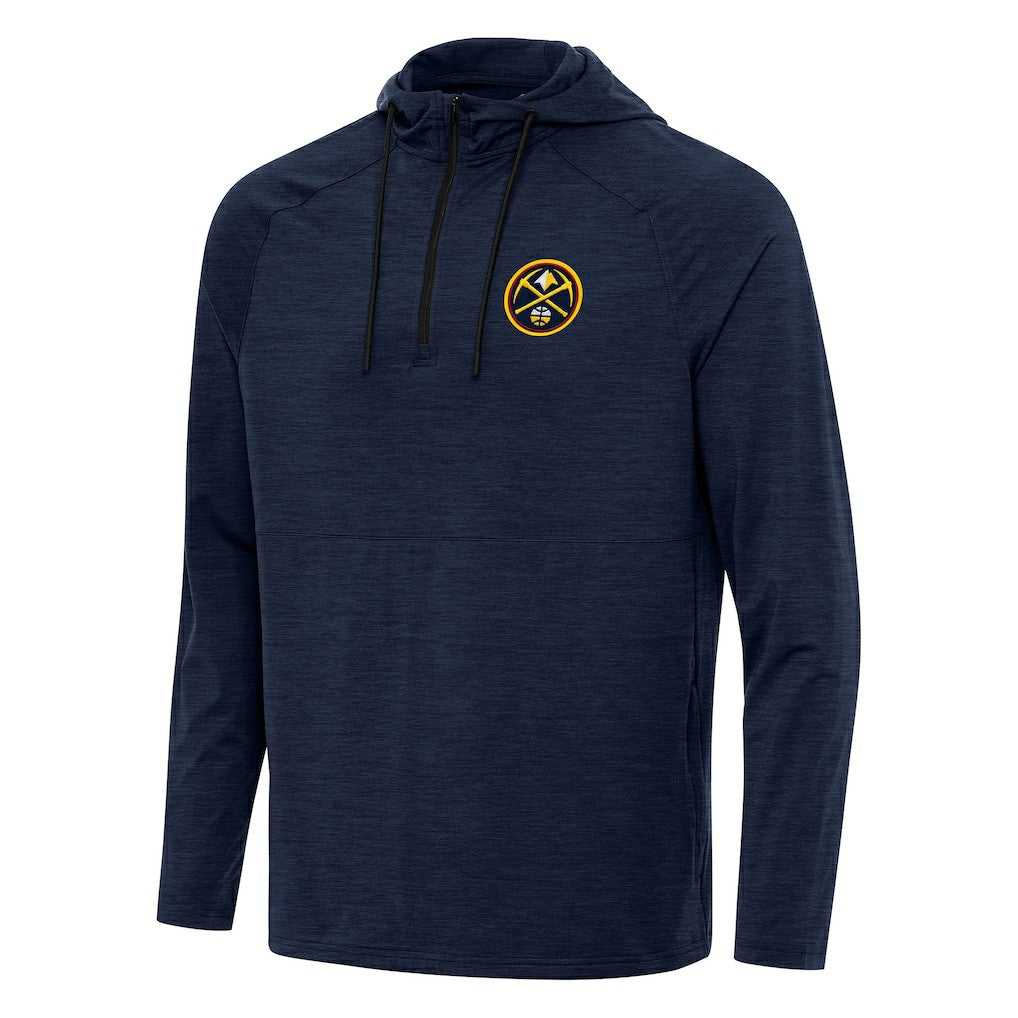 Denver Nuggets Antigua Spikes Raglan Quarter-Zip Hoodie Heather Navy - NBA