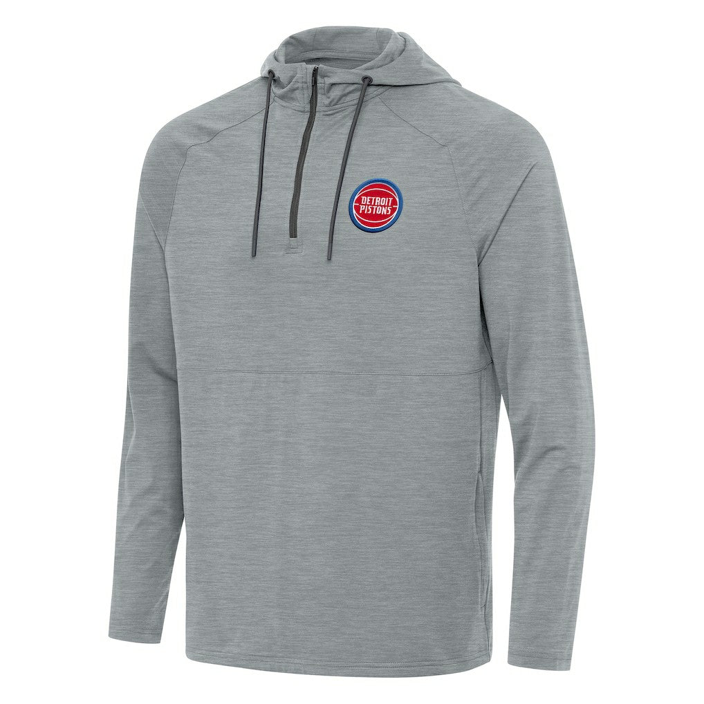 Detroit Pistons Antigua Spikes Raglan Quarter-Zip Hoodie Heather Gray - NBA