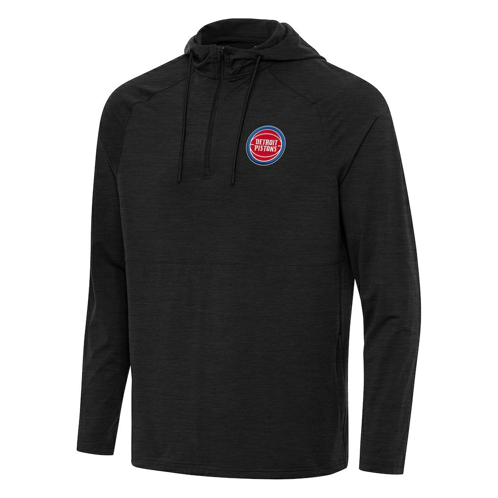 Detroit Pistons Antigua Spikes Raglan Quarter-Zip Hoodie Heather Black - NBA