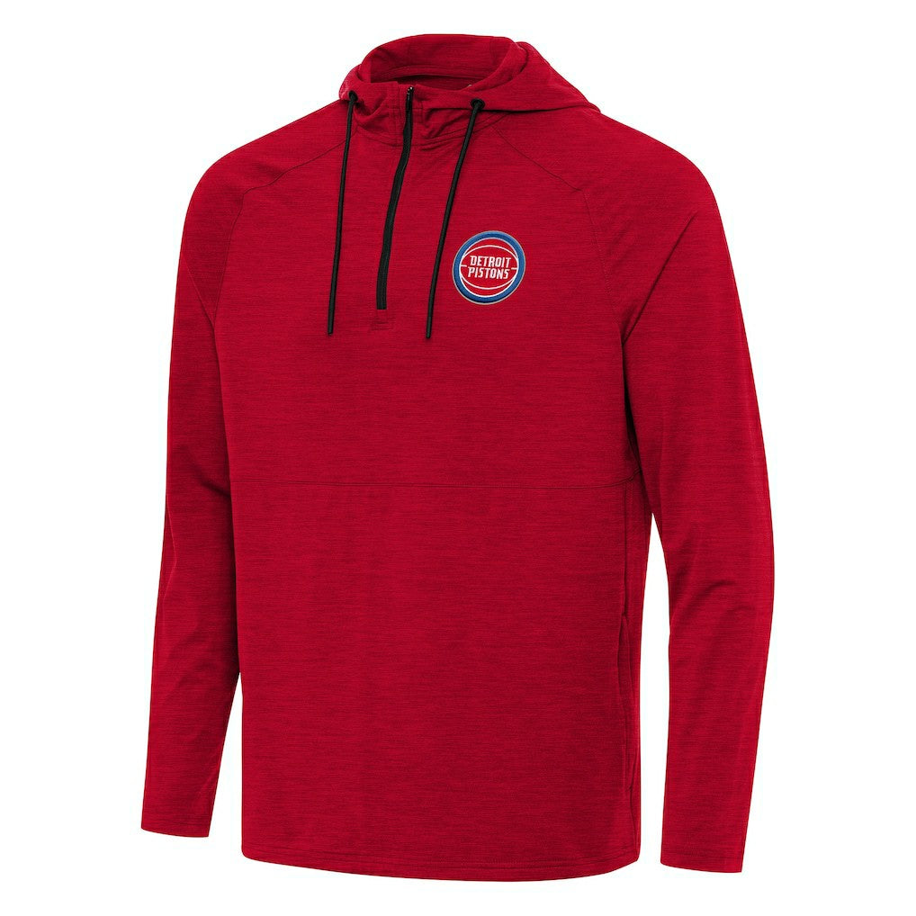 Detroit Pistons Antigua Spikes Raglan Quarter-Zip Hoodie Heather Red - NBA