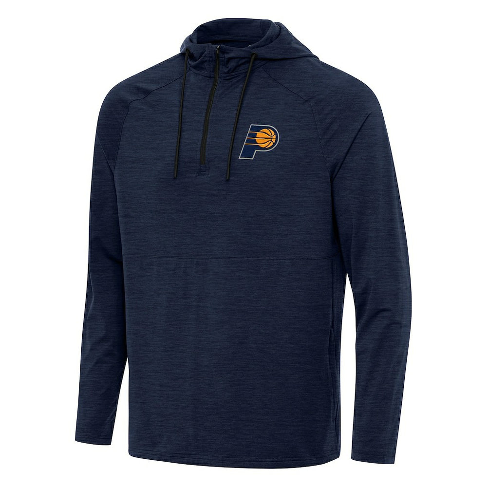 Indiana Pacers Antigua Spikes Raglan Quarter-Zip Hoodie Heather Navy - NBA