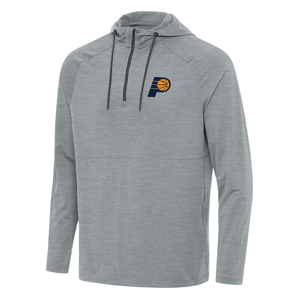 Indiana Pacers Antigua Spikes Raglan Quarter-Zip Hoodie Heather Gray - NBA