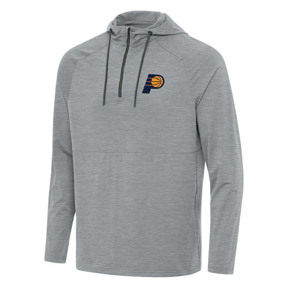 Indiana Pacers Antigua Spikes Raglan Quarter-Zip Hoodie Heather Gray - NBA