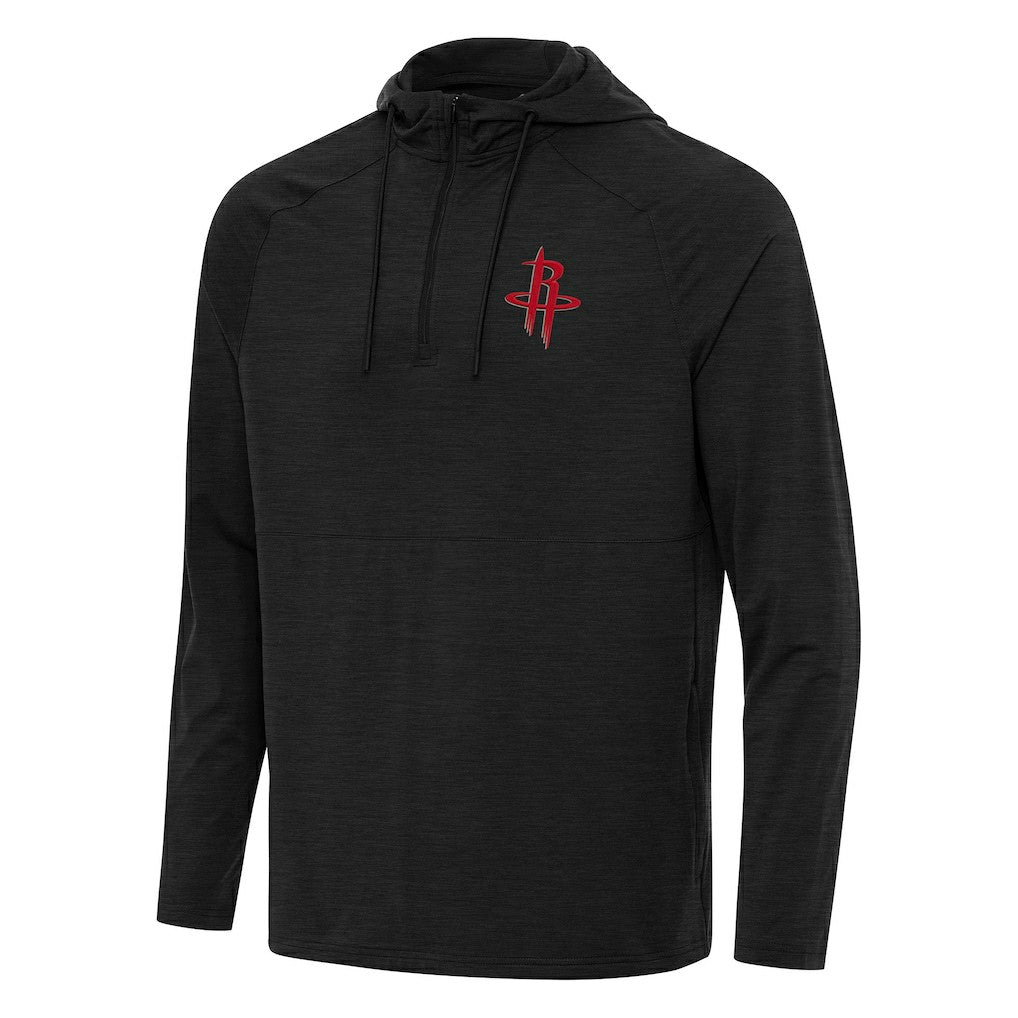 Houston Rockets Antigua Spikes Raglan Quarter-Zip Hoodie Heather Black - NBA