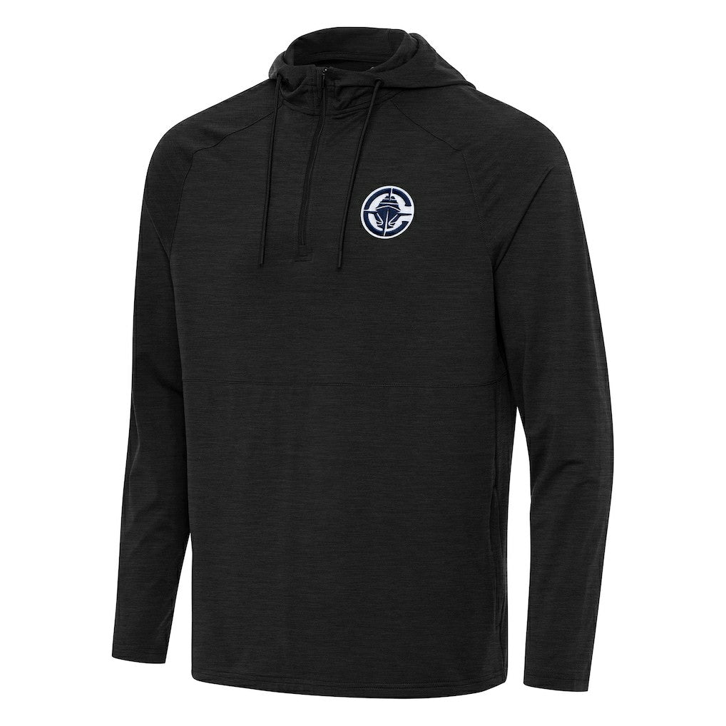 LA Clippers Antigua Spikes Raglan Quarter-Zip Hoodie Heather Black - NBA