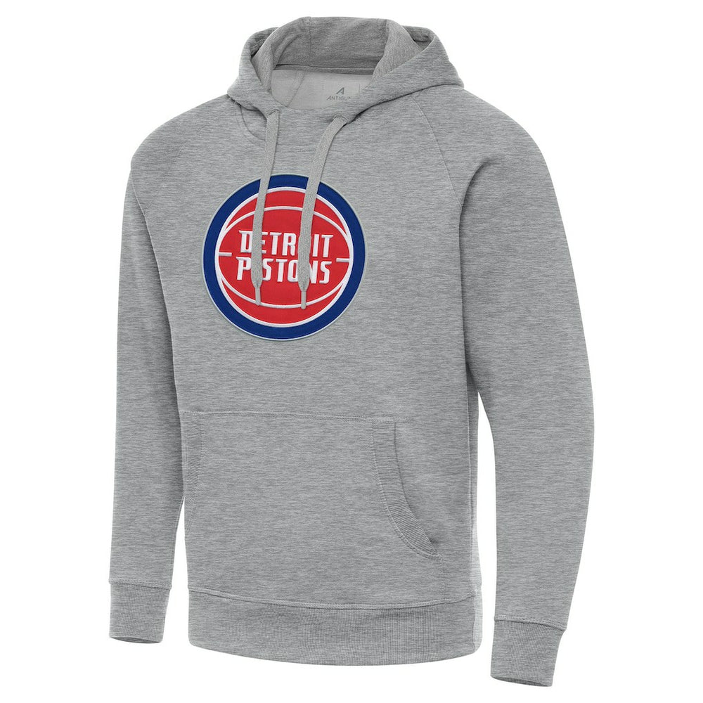 Detroit Pistons Antigua Big & Tall Victory Raglan Pullover Hoodie Heather Gray - NBA