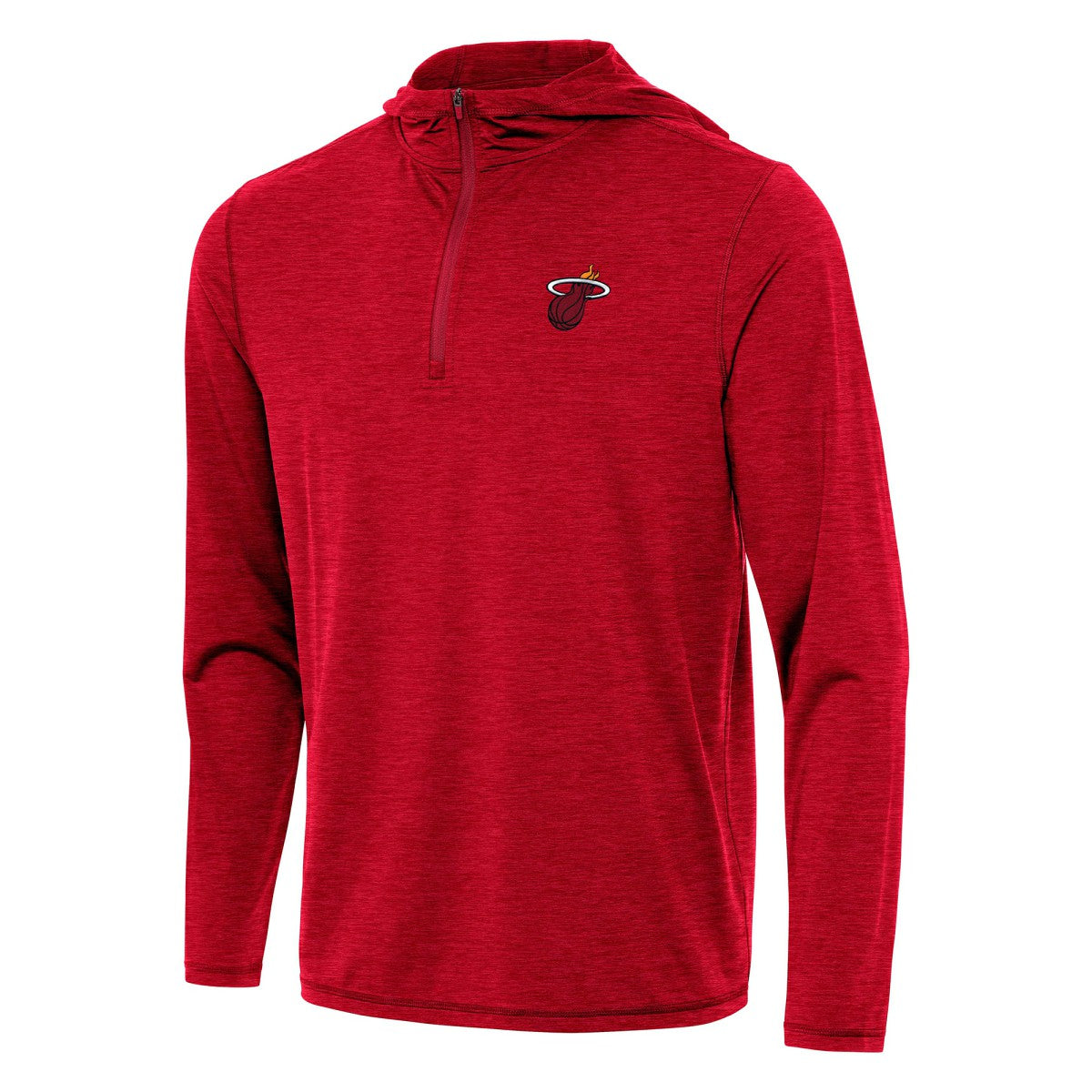 Miami Heat Antigua Tidy Quarter-Zip Hoodie Heather Red - NBA