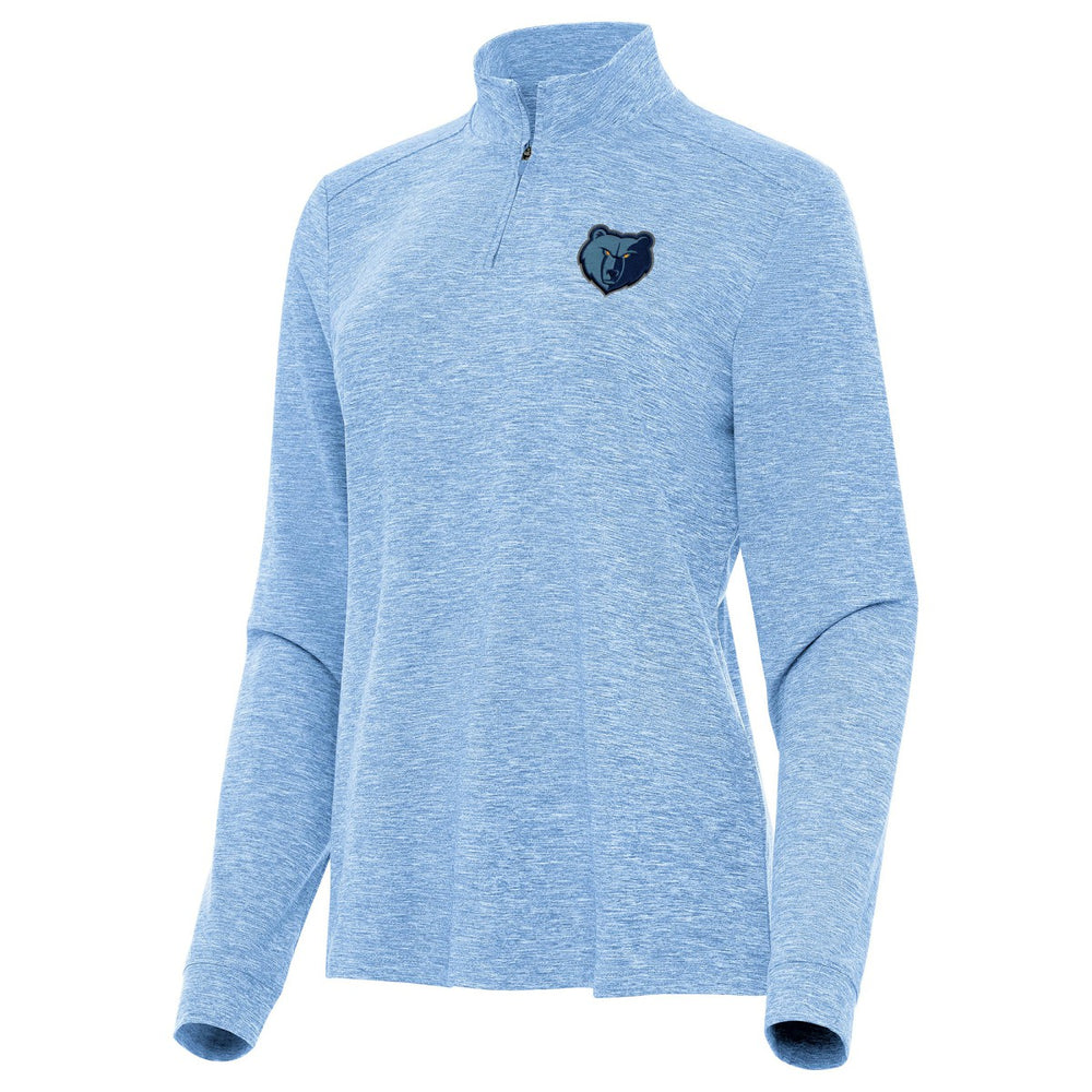 Memphis Grizzlies Antigua Women's Mentor Quarter-Zip Mock Long Sleeve Top Heather Powder Blue - NBA