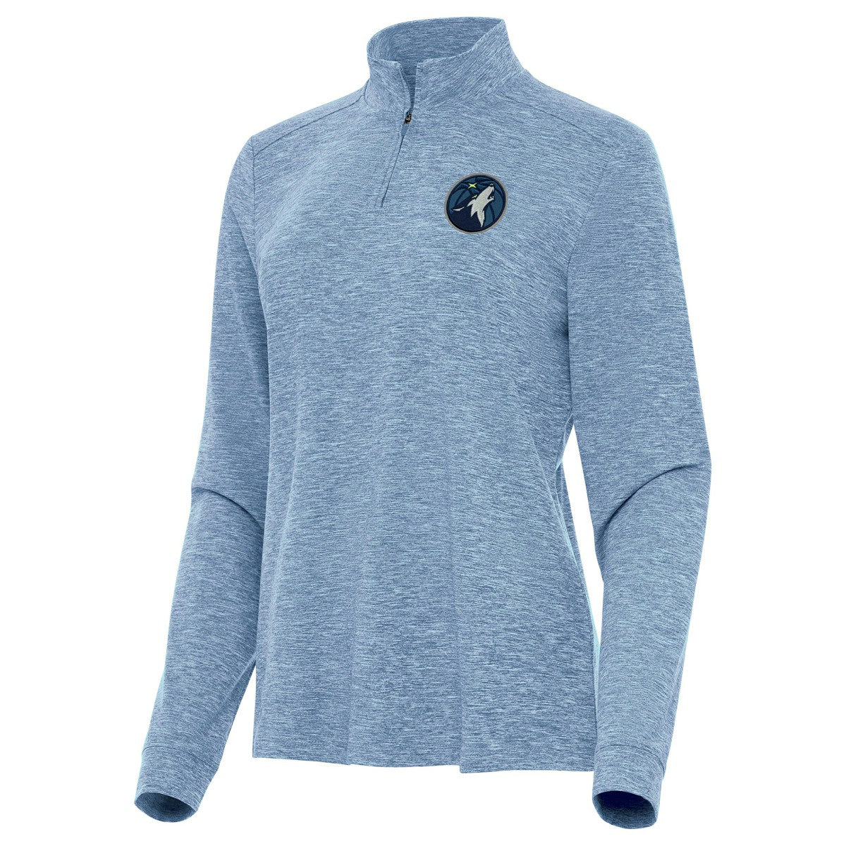 Minnesota Timberwolves Antigua Women's Mentor Quarter-Zip Mock Long Sleeve Top Heather Aqua - NBA