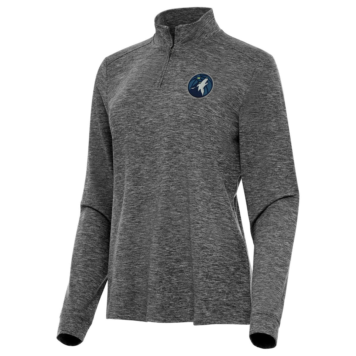 Minnesota Timberwolves Antigua Women's Mentor Quarter-Zip Mock Long Sleeve Top Heather Black - NBA